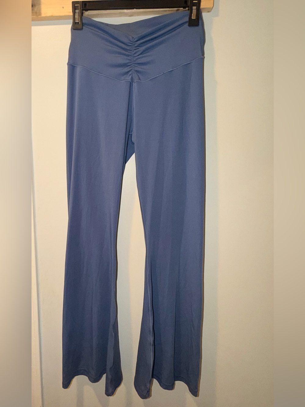 aerie Blue Ruched Waist Flare Leggings
